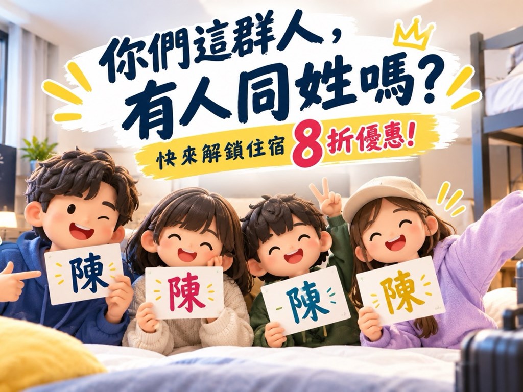【潮旅館】同姓集合，住宿八折！