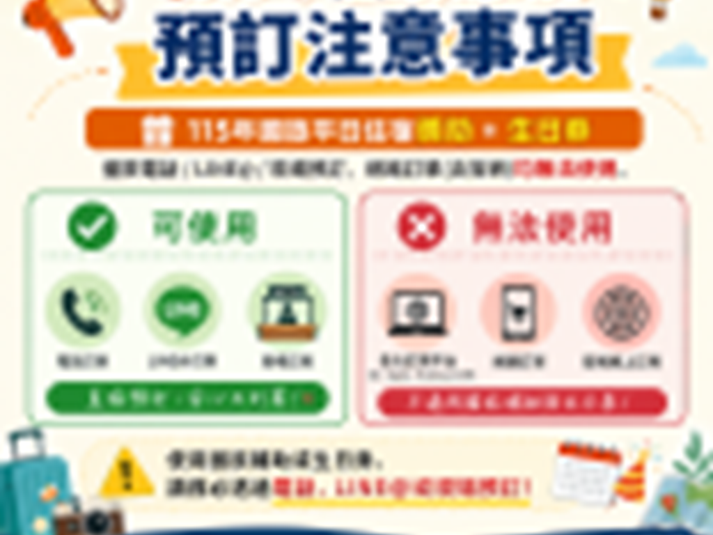 【115年國旅補助】預訂注意事項