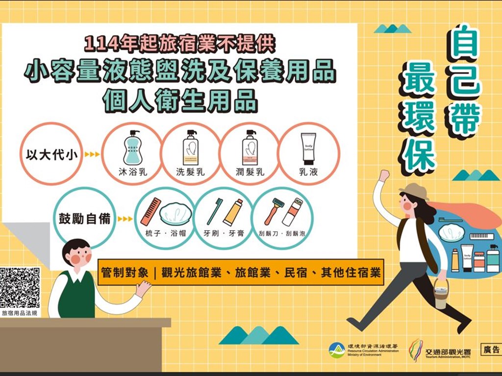 114年1月1日起不再免費提供一次性備品